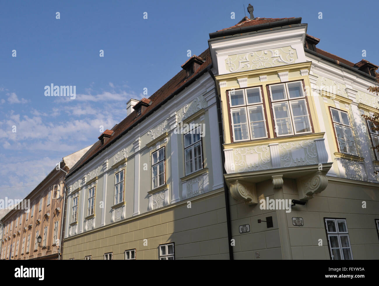 Casa Altabak balcón (1620) Gyor Hungría Foto de stock