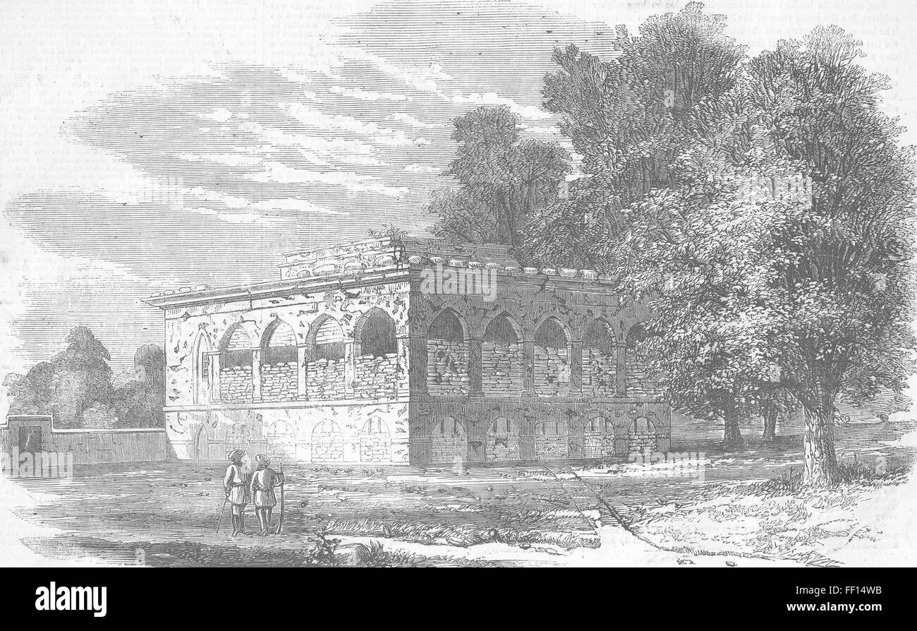 La India defensas contra Danapur amotinados, Arrah 1857. Illustrated London News Foto de stock