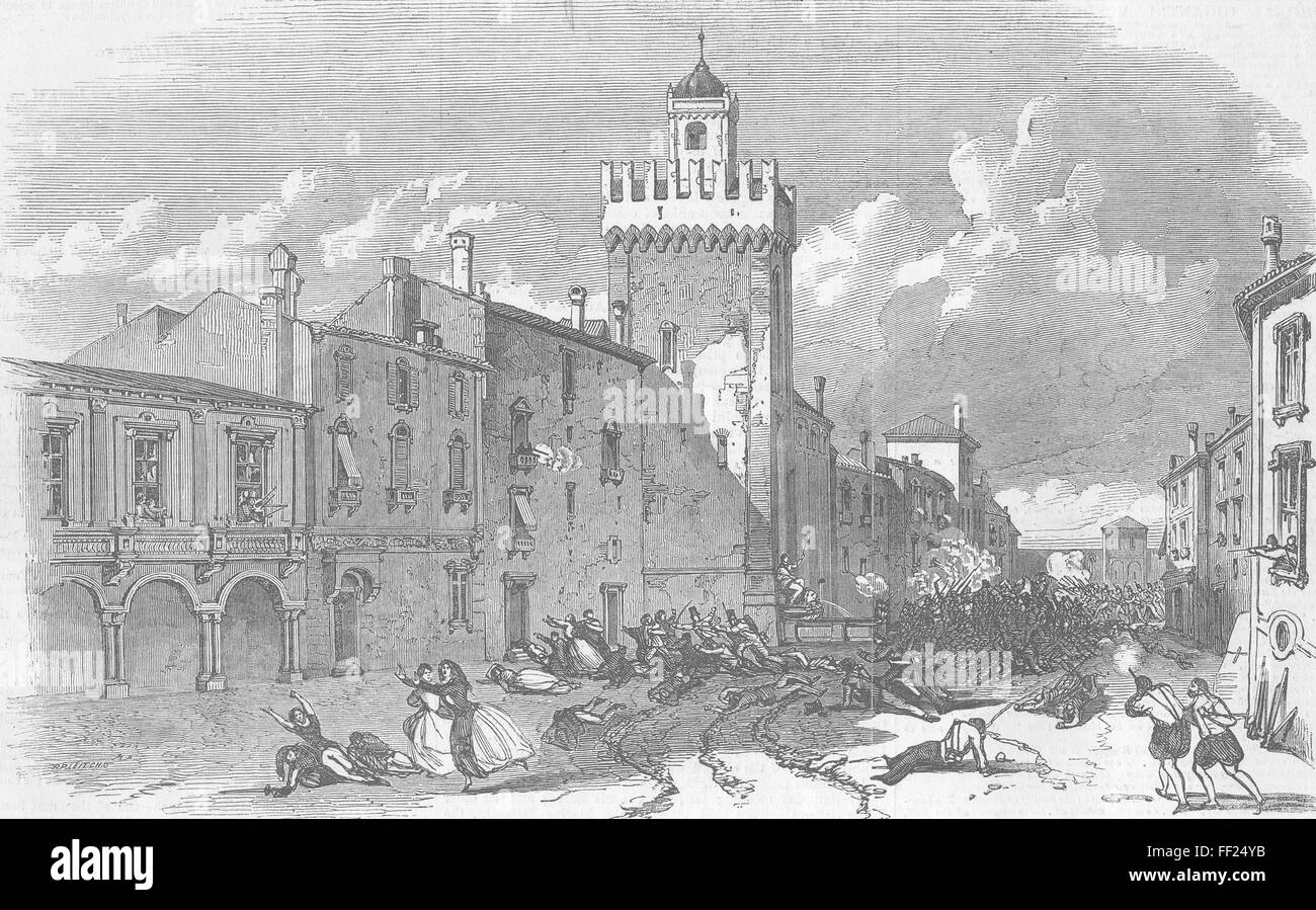 Italia El conflicto en Brescia 1849. Illustrated London News Foto de stock