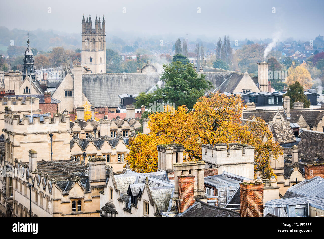 El Magdalen College en otoño, Oxford, Oxford, Inglaterra, Reino Unido, Europa Foto de stock