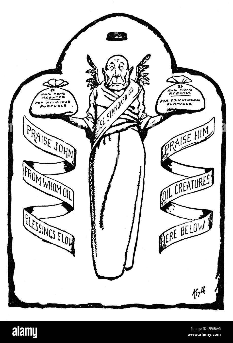 JOHN DAVISON ROCKEFELLER (1839-1937). /NAmerican magnate del petróleo. La  Santificación de Rockefeller. Cartoon Comentario americana