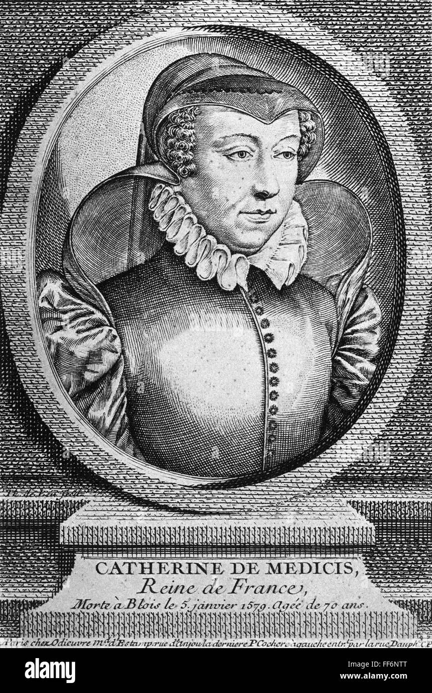 CATHERINE DE MEDICIS /n(1519-1589). Reina de Francia, 1547-1559. Grabado en cobre, francés, del siglo XVIII. Foto de stock