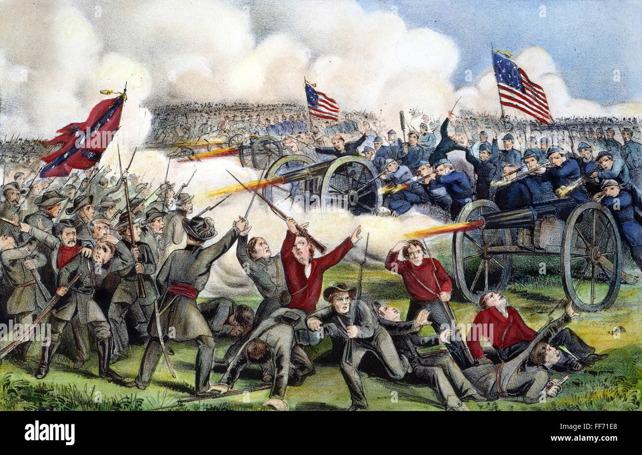 Guerra Civil: Gettysburg, 1863. /NLithograph por Currier & Ives. Foto de stock