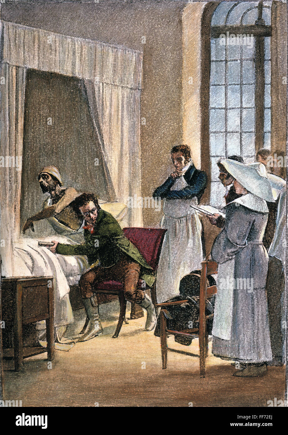 René LAENNEC (1781-1826). /NFrench médico; inventor del estetoscopio. En el  Hospital Necker, en París. El grabado en madera, del siglo XIX, después de  la pintura por ThΘobald Chartran Fotografía de stock - Alamy