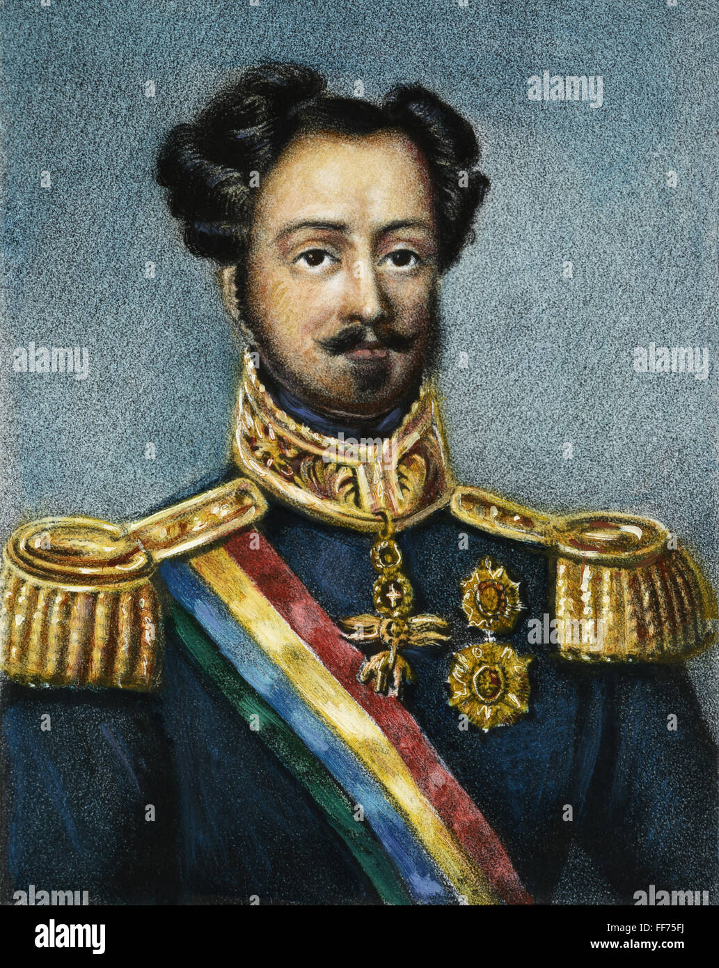 DOM PEDRO I DE BRASIL /n(1798-1834). Emperador de Brasil (1822-31): litografía, portugués del siglo XIX. Foto de stock