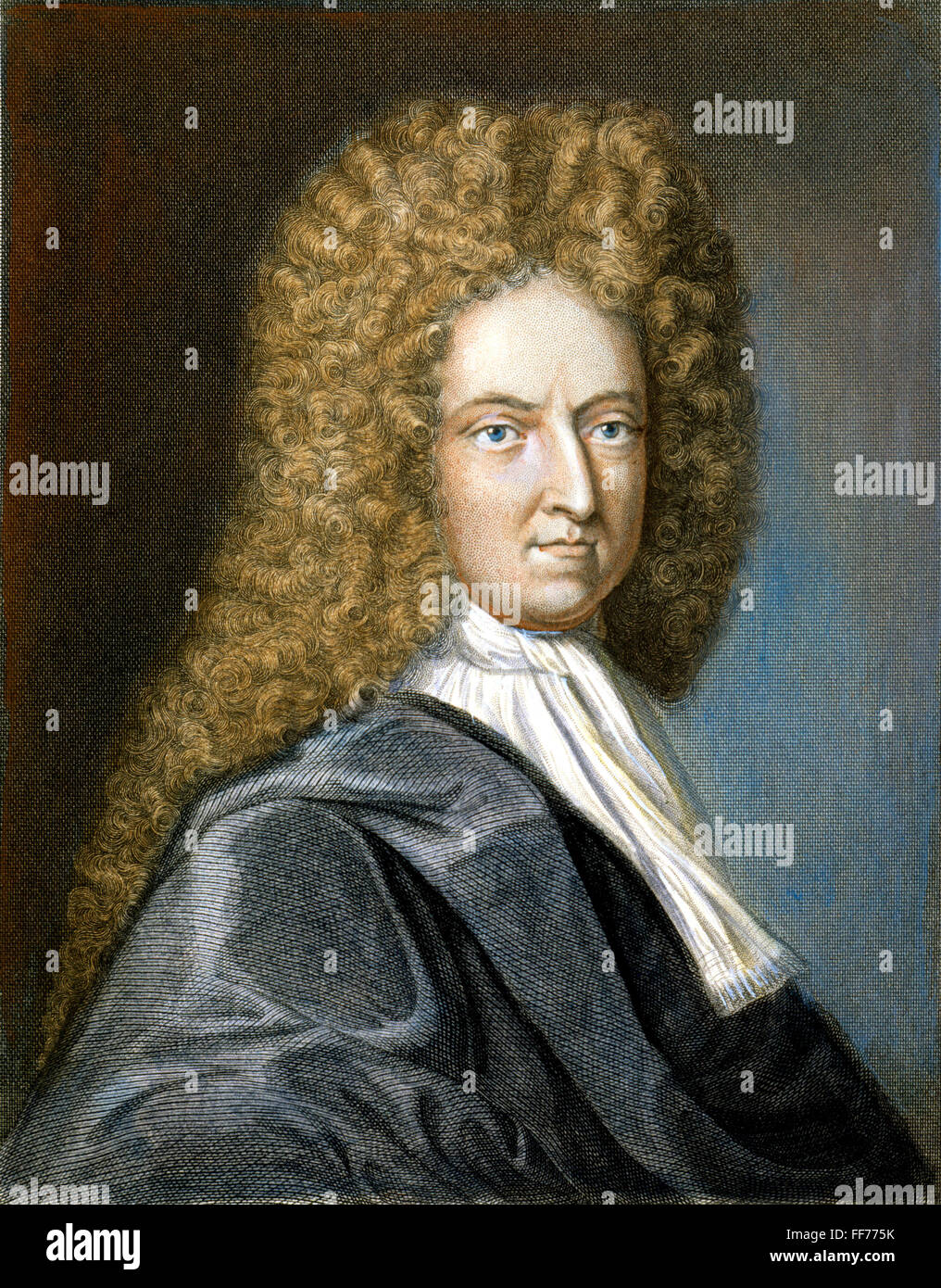 DANIEL DEFOE (1659?-1731). /NColored grabado después de Michiel van der Gucht, 1706. Foto de stock