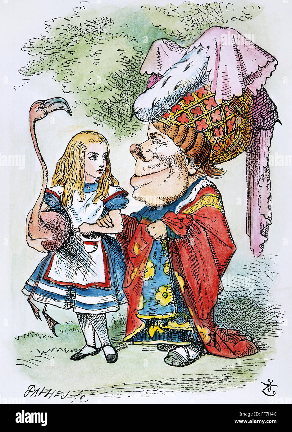CARROLL: Alicia, de 1865. /NAlice y la Duquesa: después del diseño por Sir John Tenniel para la primera edición de Lewis Carroll "Alice's Adventures in Wonderland". Foto de stock