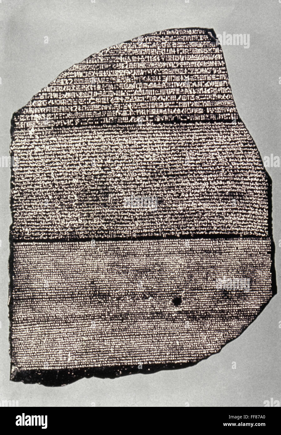 La piedra de Rosetta. /NEgyptian, 196 A.C. Foto de stock
