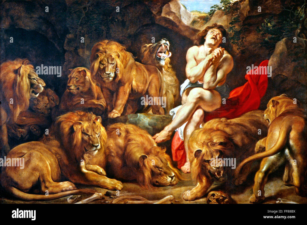 RUBENS: Daniel & Lions Den. /N'Daniel en el foso de los Leones." Óleo sobre lienzo, Peter Paul Rubens, c1615. Foto de stock