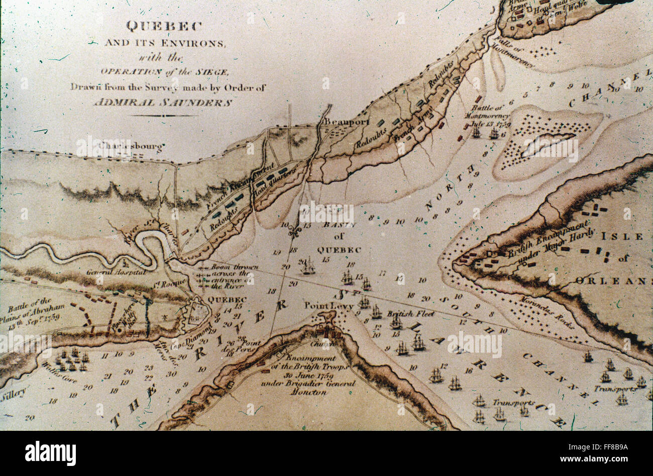 El asedio de Quebec, 1759 Foto de stock