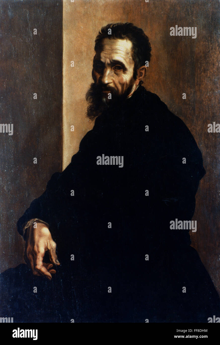 Miguel Ángel (1475-1564). /NPortrait atribuido a Jacopino del Conte. Foto de stock