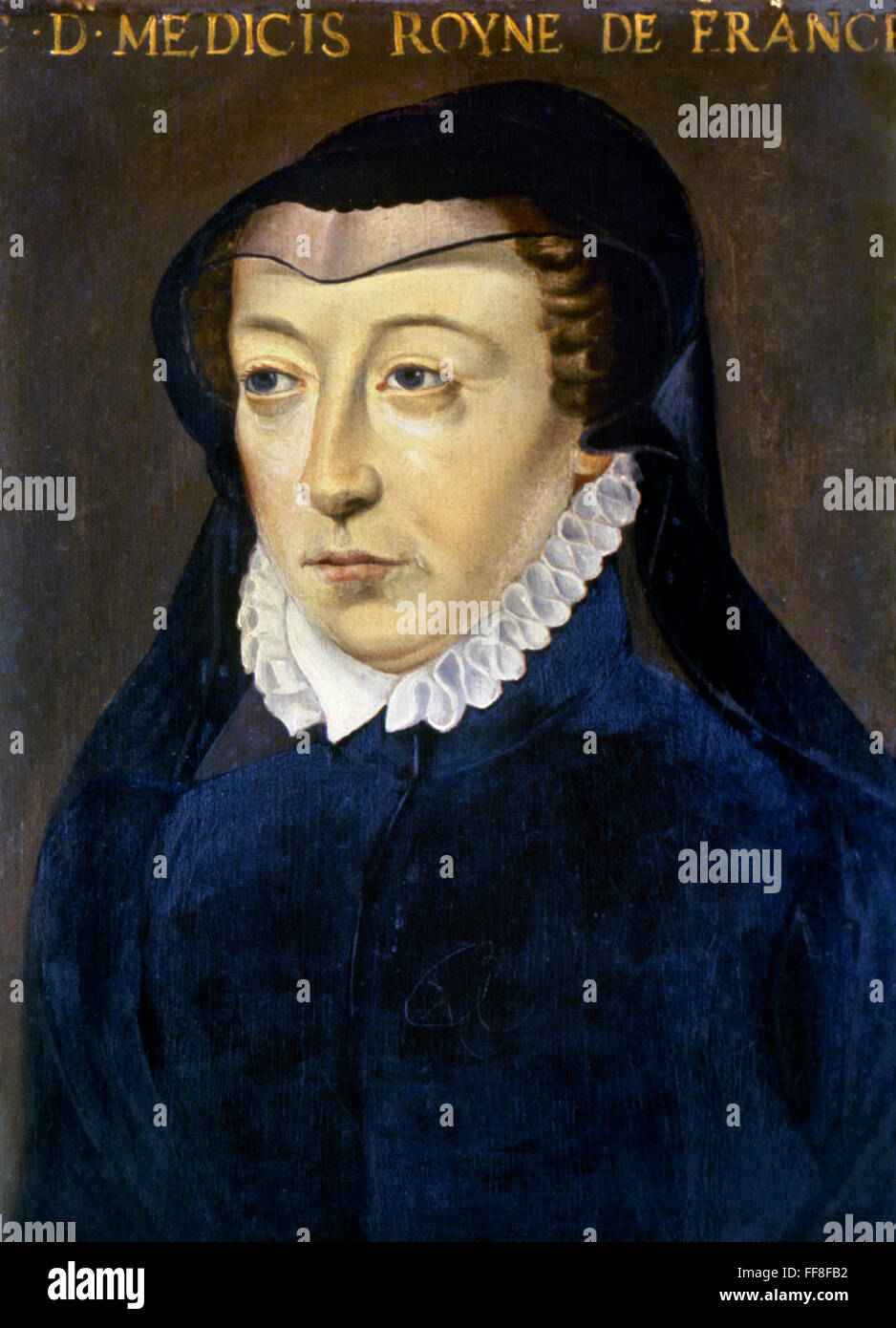 CATHERINE DE MEDICIS /n(1519-1589). Reina de Enrique II de Francia. Oleo sobre madera, del siglo XVI. Foto de stock