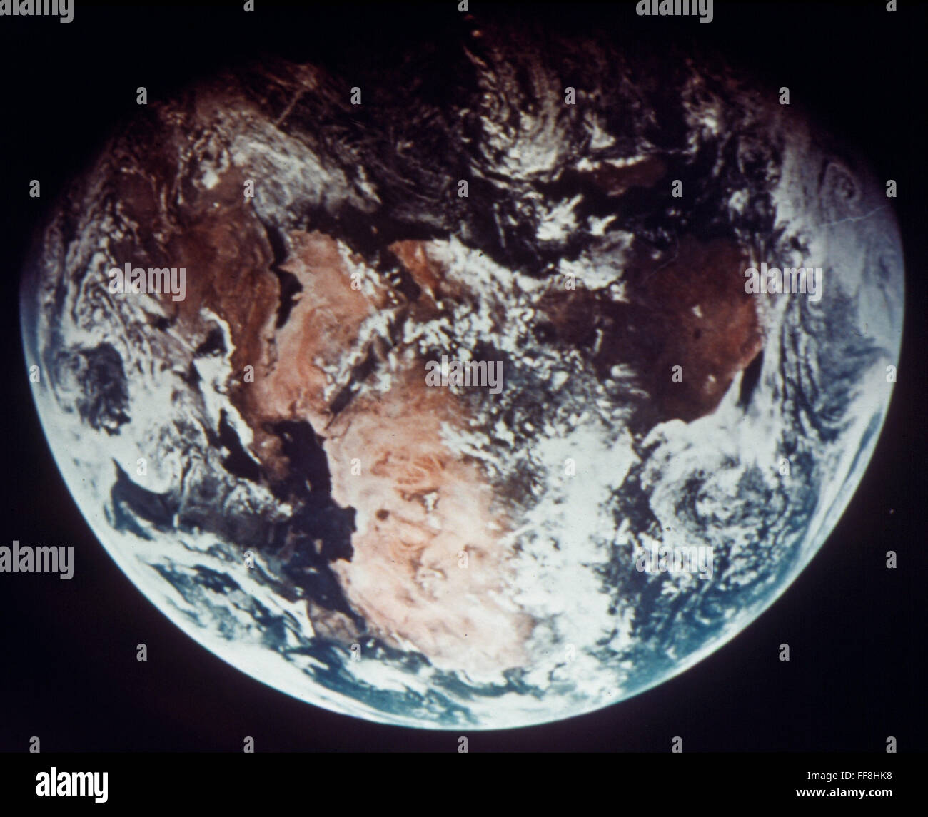 Apolo 11: la tierra. /NApollo 11: Vista de la tierra de 160.000 kilómetros. Foto de stock