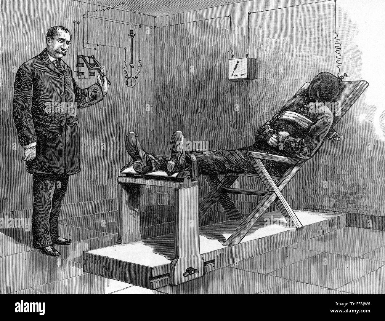 La silla eléctrica, 1890. /NA manifestación del mundo la primera silla eléctrica, en la prisión de Auburn, Nueva York, que fue utilizado por primera vez para ejecutar William Kemmler el 6