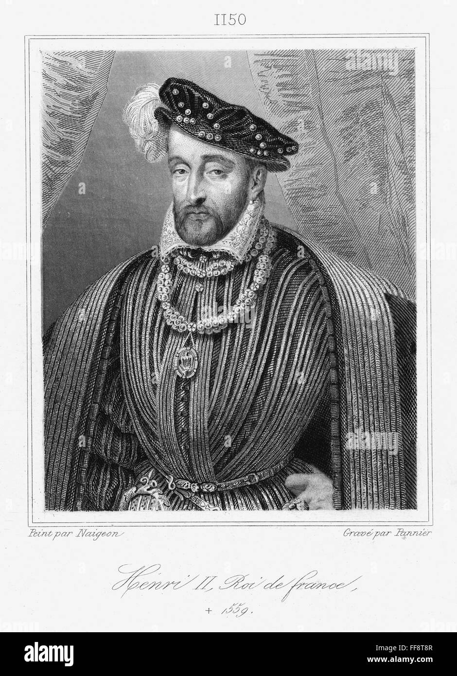 Enrique II (1519-1559). /NKing de Francia, 1547-1559. Acero grabado, Francés, 1838. Foto de stock