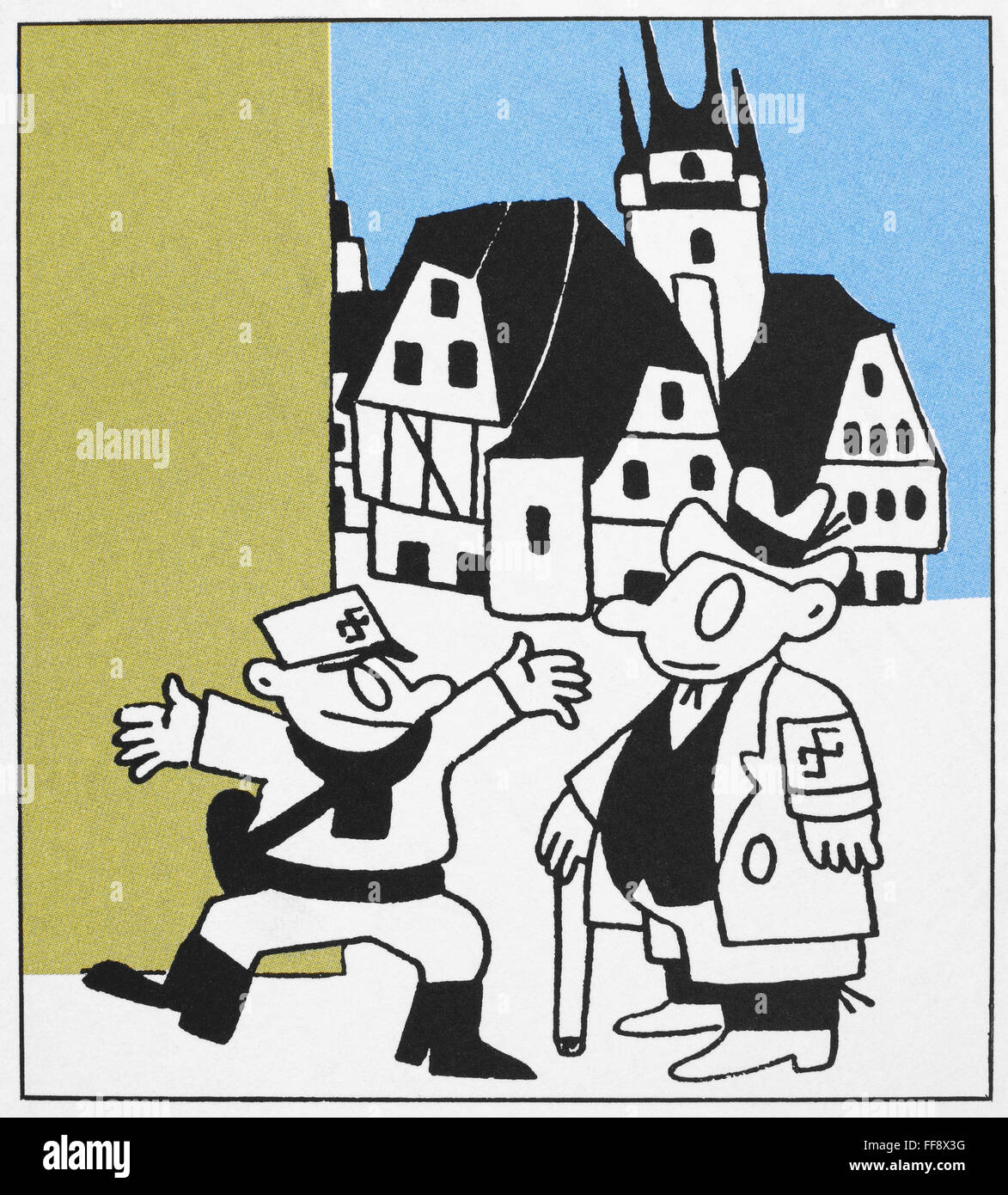 Caricatura nazi, 1933. /N'Qué? Has matado sólo 33 judíos y se llama a sí mismo un miembro del Partido Nazi de Hitler?' de dibujos animados francesa de 1933, por H. Monier. Foto de stock