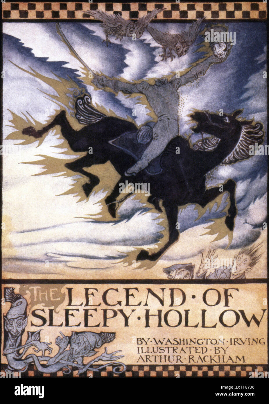 La leyenda de Sleepy Hollow /nCover de thhe 1928 edición de "La leyenda de Sleepy Hollow" de Washington Irving, ilustrado por A. Rackham. Foto de stock