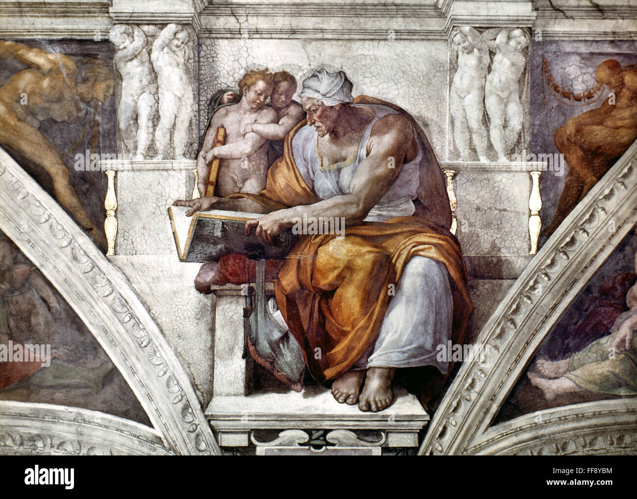 MICHELANGELO: Sibila. /Nel Cumaean Sibyl. Techo de la Capilla Sixtina. Fresco de Michelangelo, 1508-12. Foto de stock