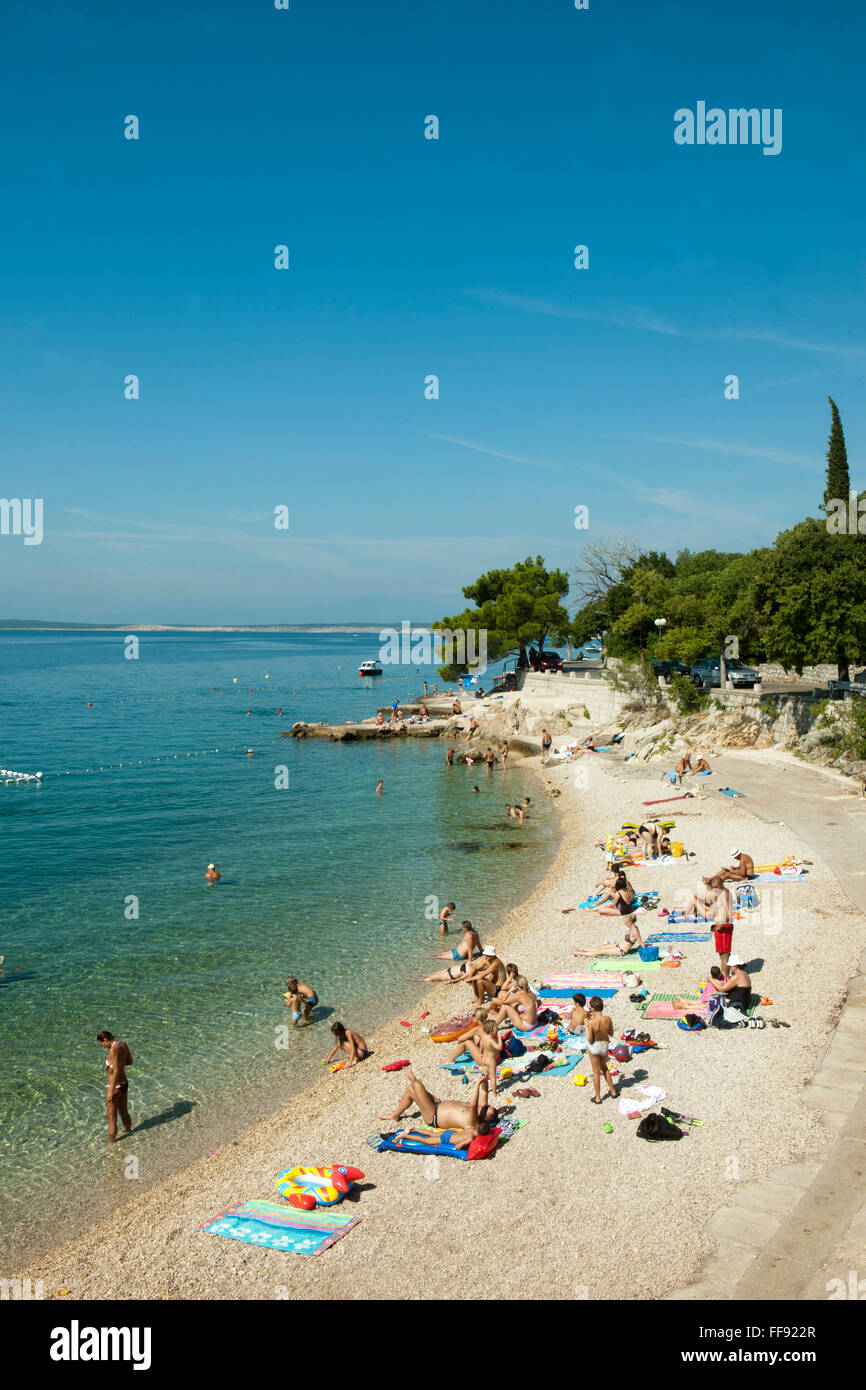 Kroatien, Kvarner Bucht, Selce, Badebucht Foto de stock