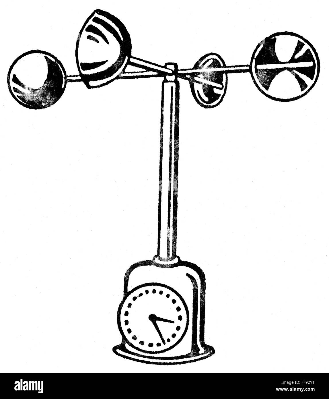 Anemómetro, SIGLO XX. /NAnemometer, un instrumento para medir la velocidad  y fuerza del viento. Grabado de línea, de mediados del siglo XX Fotografía  de stock - Alamy