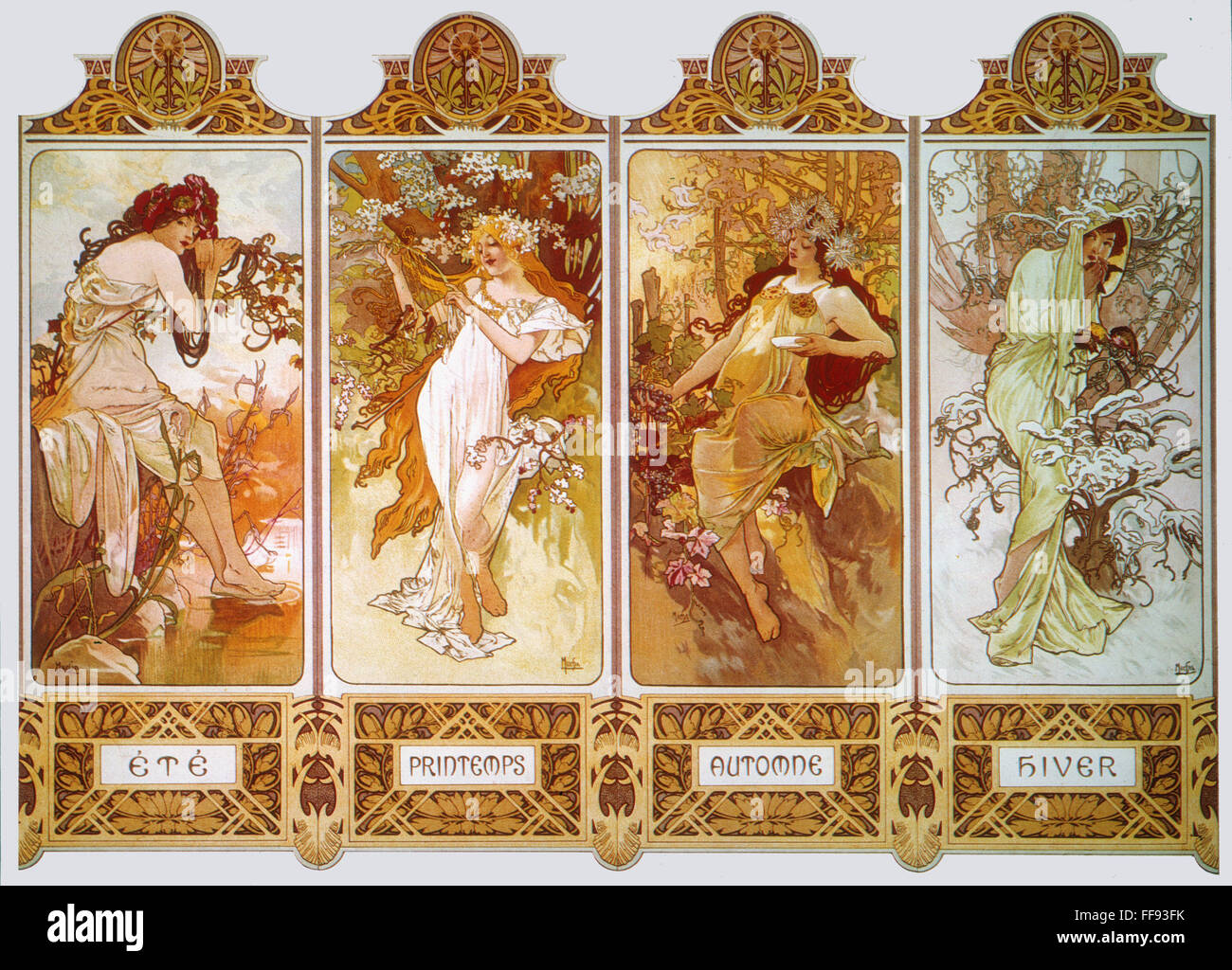MUCHA FOUR SEASONS, c 1897. /N'Four Seasons' (de izquierda a derecha