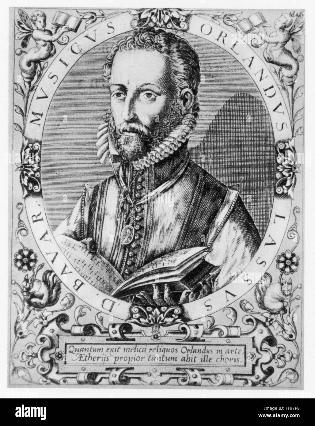 ORLANDO DI LASSO /n(1532-1594). Compositor Belga. Grabado en cobre, del siglo XVII. Foto de stock
