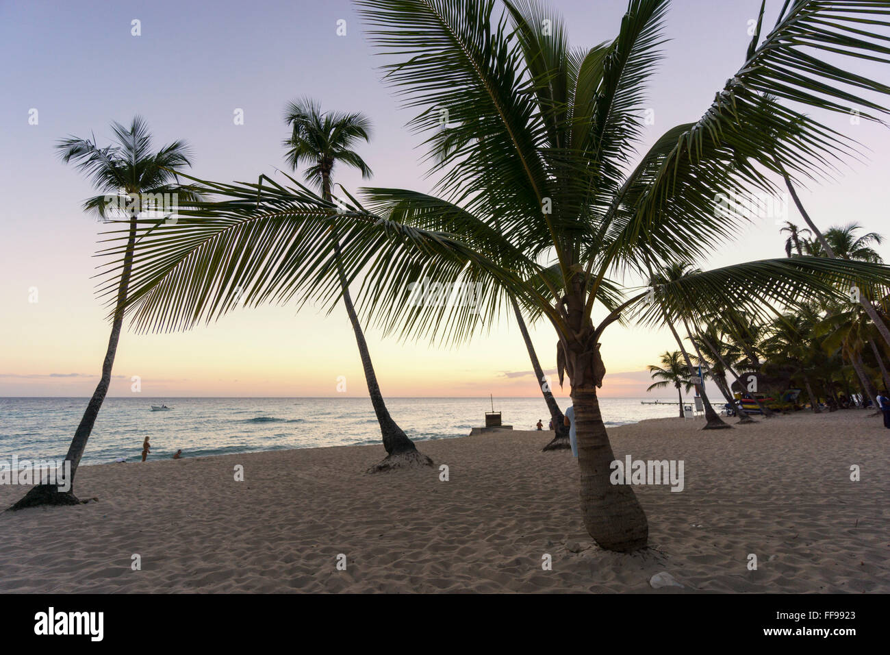 Playa Dominicus, puesta de sol, Bayahibe, República Dominicana Foto de stock