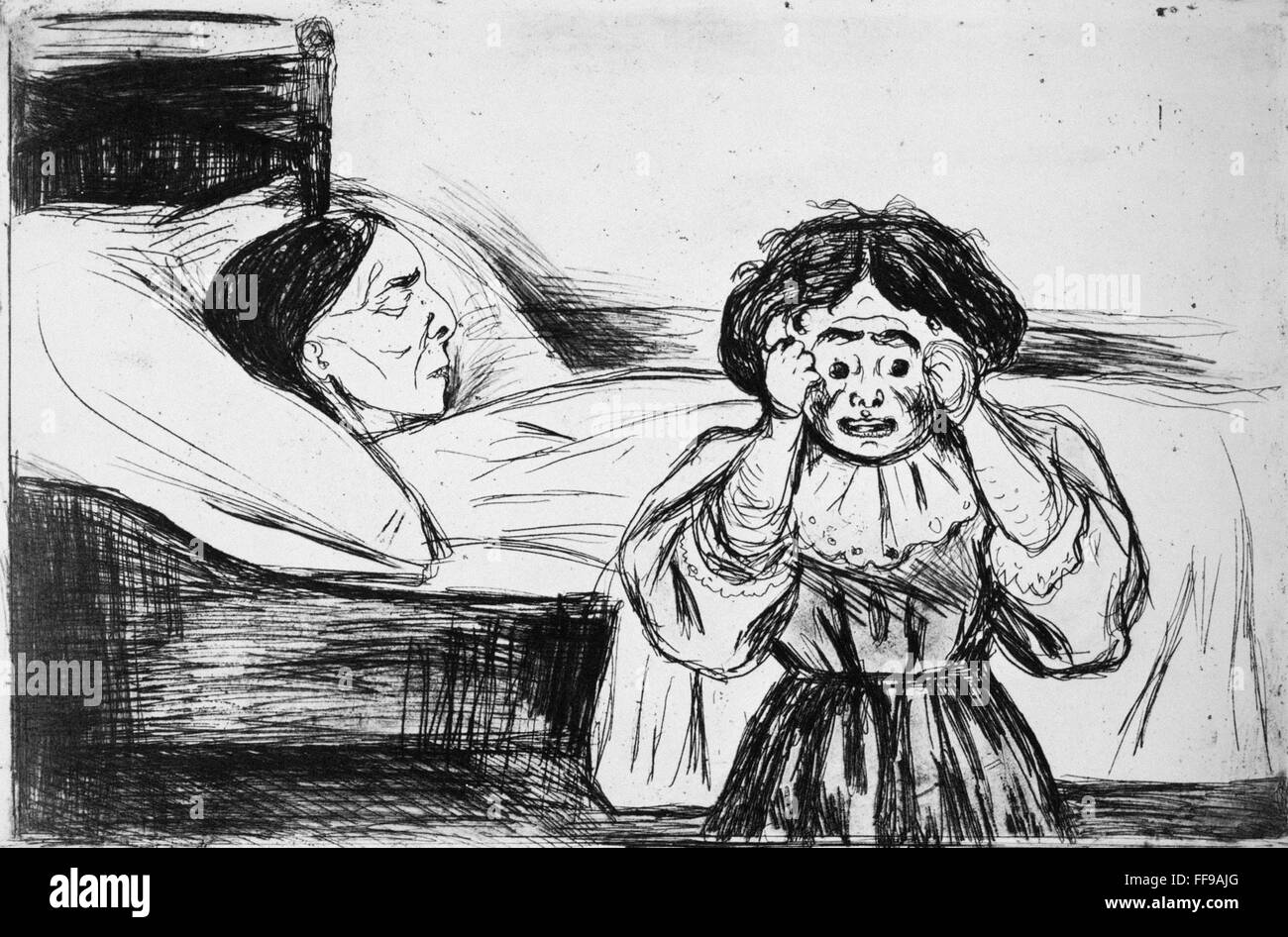 MUNCH: madre muerta, 1901. /NEtching y aguatinta por Edvard Munch. Foto de stock