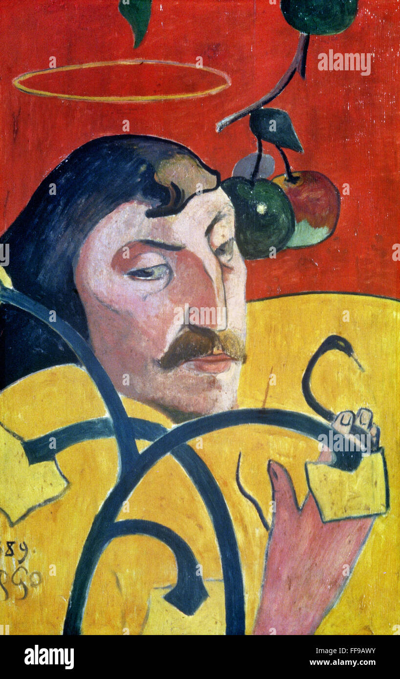 GAUGUIN: autorretrato. /Borrilla sobre lienzo, 1889, de Paul Gauguin. Foto de stock