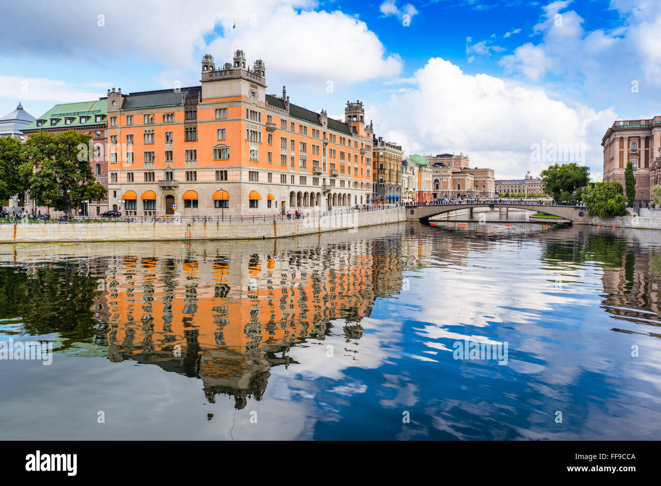 Estocolmo, Suecia paisaje fluvial. Foto de stock