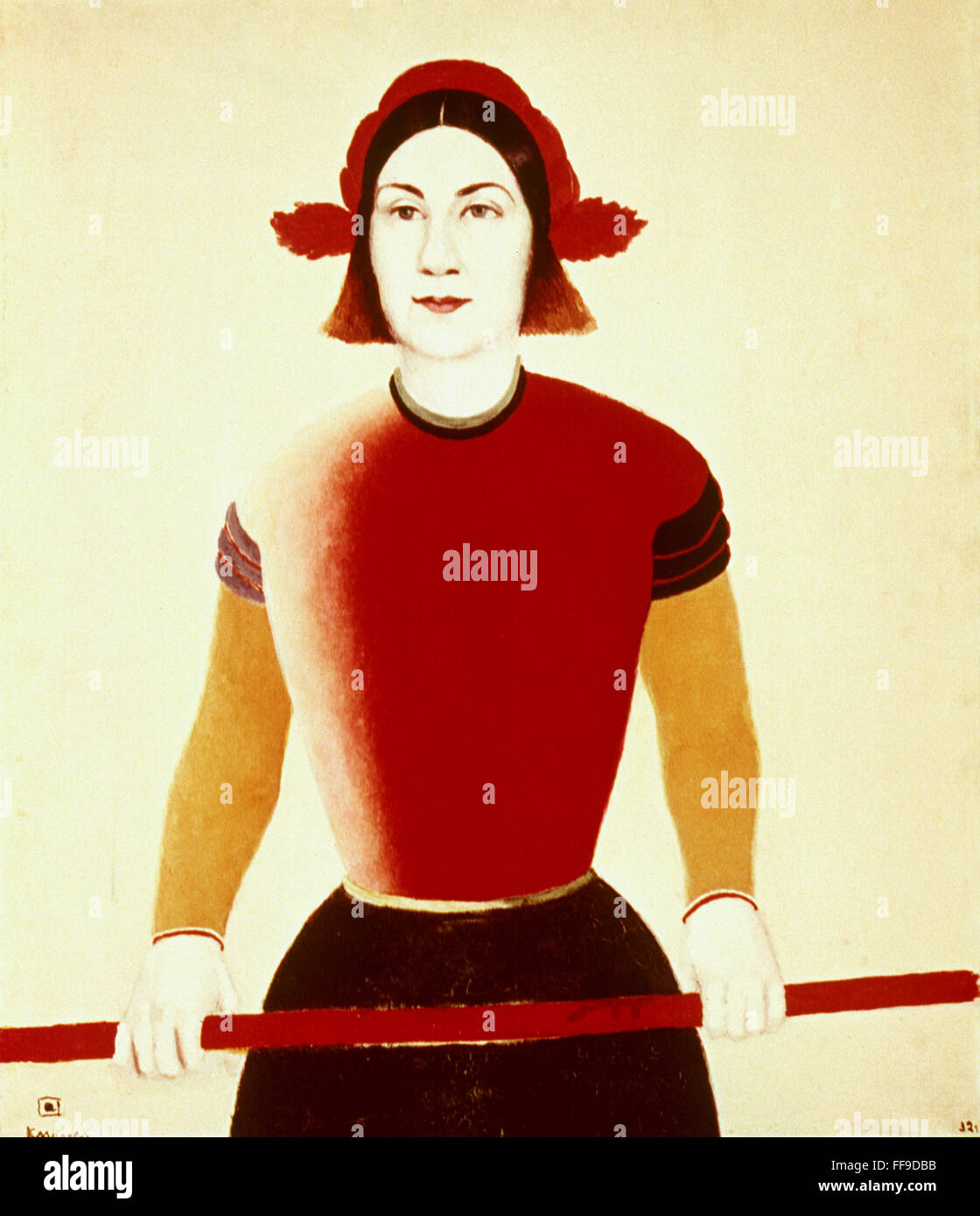 MALEVICH: Chica, 1932-33. /N'chica con un polo rojo." Óleo sobre lienzo, por Kazimir Malevich. Sólo para uso editorial. Foto de stock
