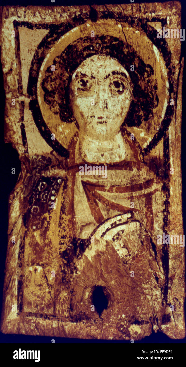 Icono bizantino. /NRepresenting un arcángel. 6º siglo. Foto de stock