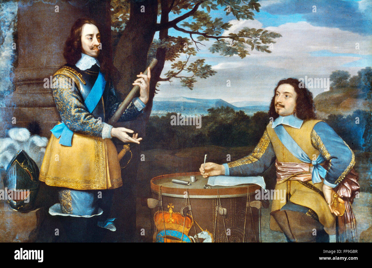 El rey Carlos I de Inglaterra. /N(1600-1649). El rey de Inglaterra, Escocia e Irlanda, 1625-1649, con Sir Edward Walker: aceite por un artista desconocido. Foto de stock