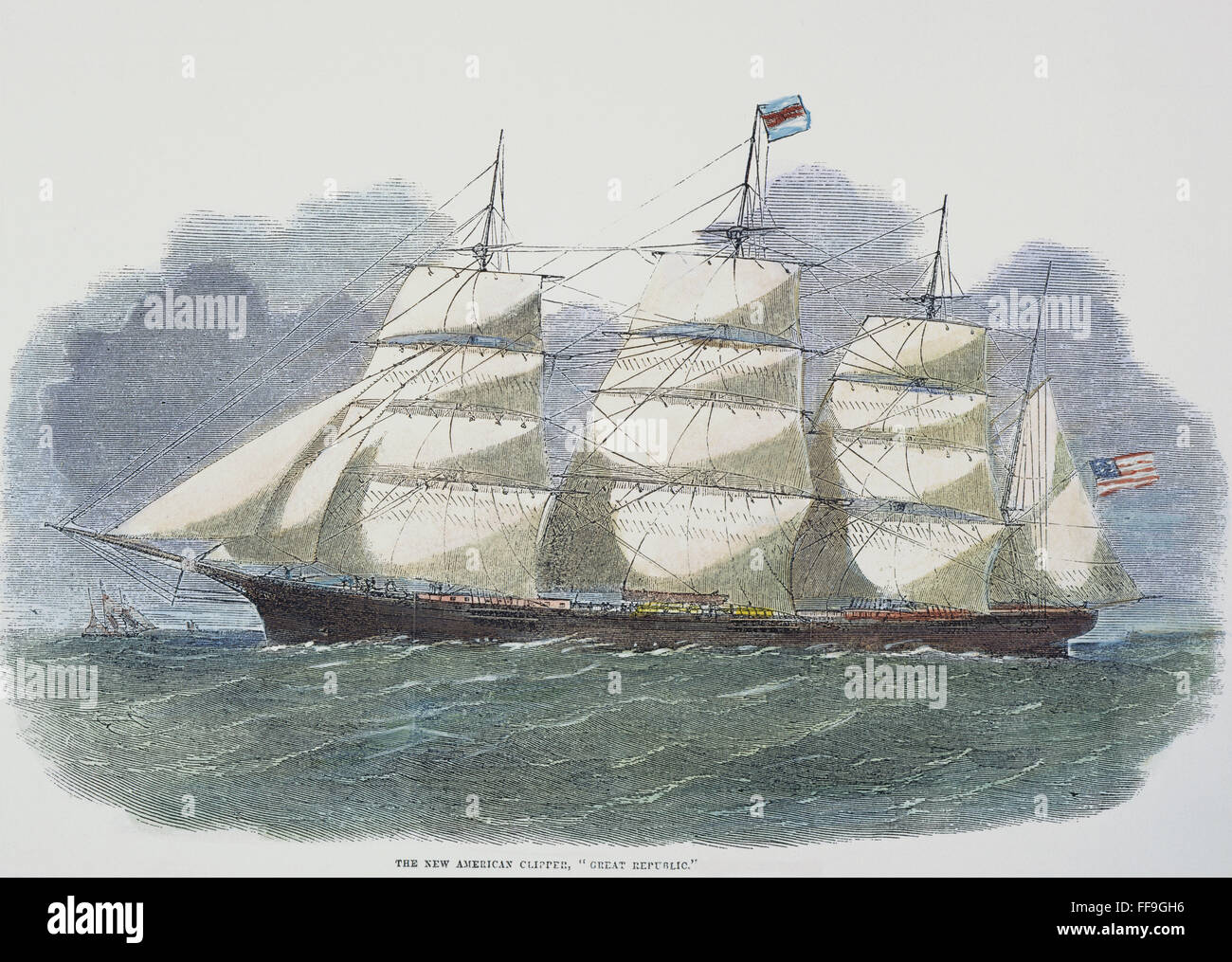 'Gran República", 1855. /NAmerican Clipper Ship 'Gran República". El grabado en madera, 1855. Foto de stock