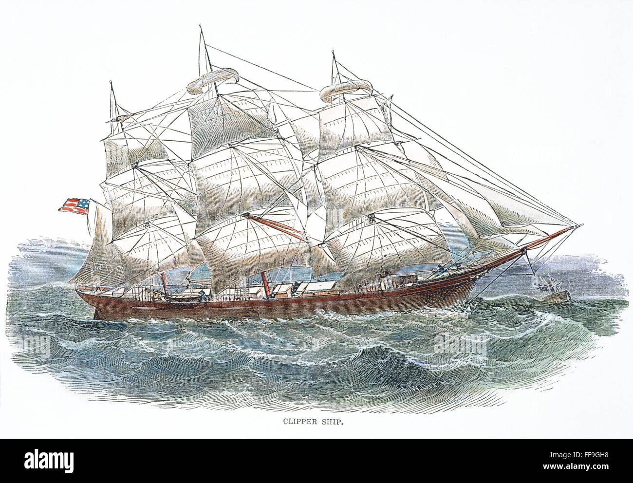 AMERICAN Clipper Ship, c1850. /NWood grabado, c1850. Foto de stock