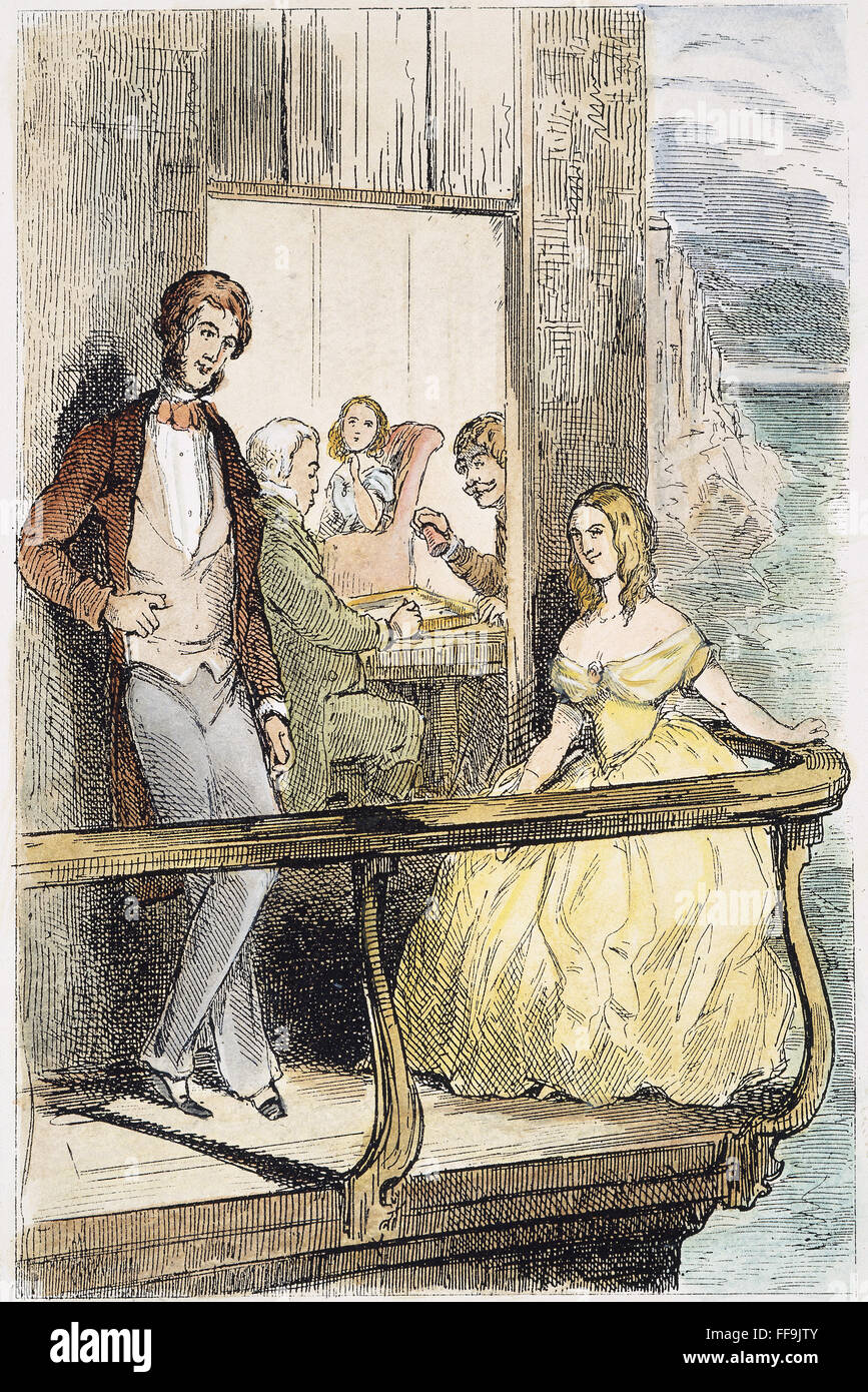 THACKERAY: Vanity Fair. /N'una fiesta familiar en Brighton." aguafuerte, tras el diseño del autor, al capítulo 25 de la novela de William Makepeace Thackeray "Vanity Fair", 1847-48. Foto de stock
