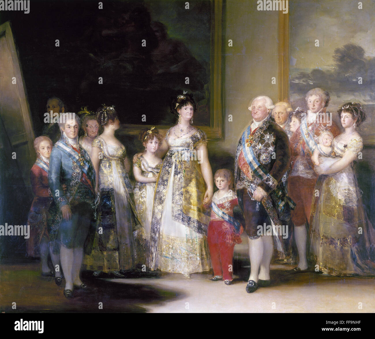 GOYA: Carlos IV, 1800. /NCharles IV de España, con su esposa, María Luisa y su familia. Óleo sobre lienzo de Francisco de Goya, 1800. Foto de stock