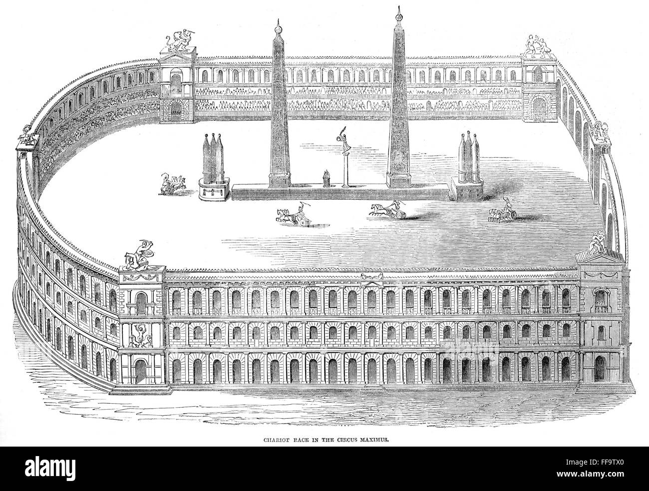 Roma: Circus Maximus. /NA carrera de carros en el Circo Máximo. El grabado  en madera, inglés, 1850 Fotografía de stock - Alamy