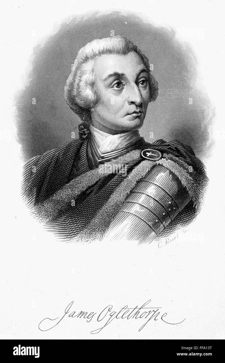 JAMES EDWARD OGLETHORPE /n(1696-1785). Soldado inglés, filántropo y fundador de Georgia. Acero grabado, del siglo XIX. Foto de stock