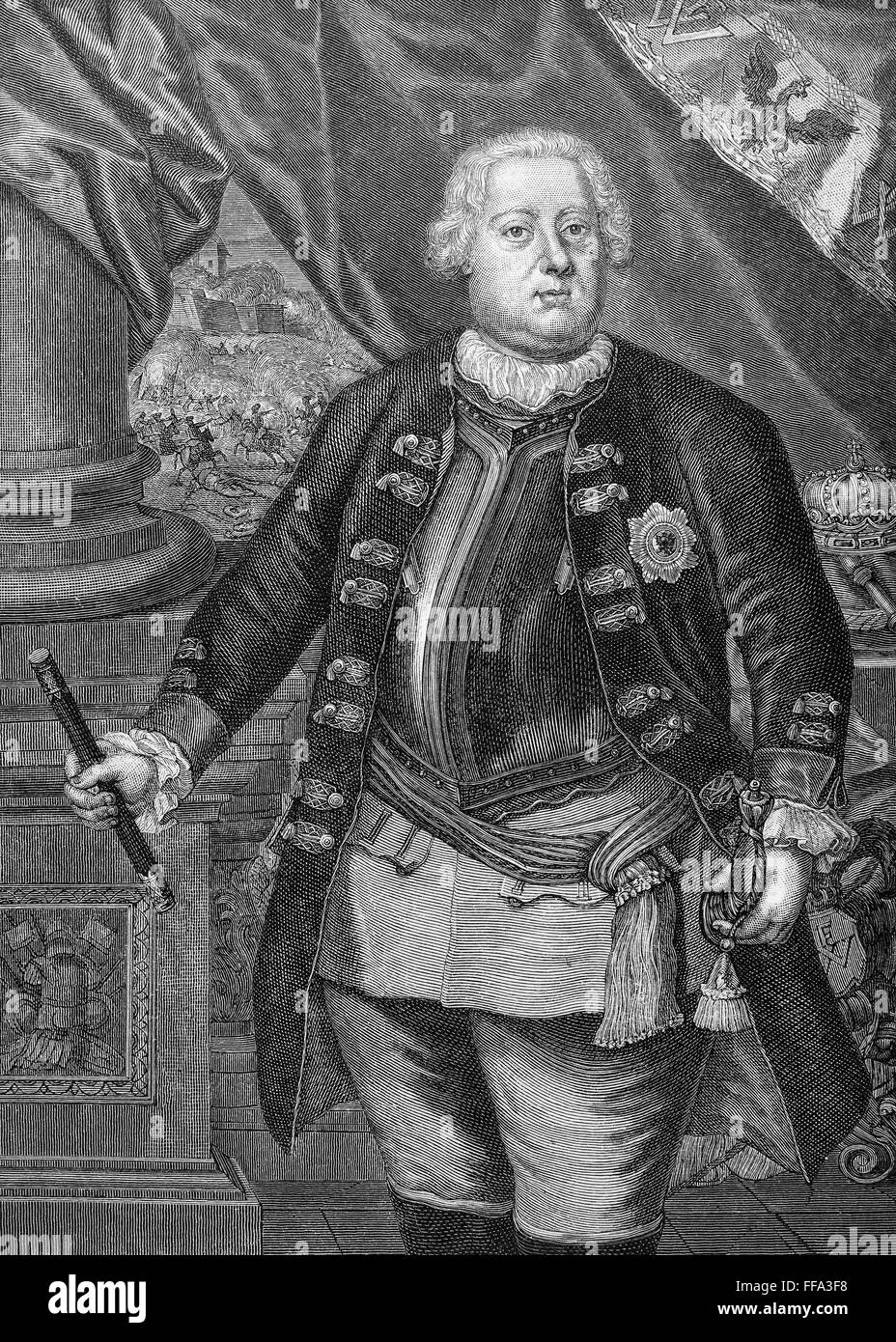 Federico Guillermo I (1688-1740). /NKing de Prusia, 1713-1740. El grabado en madera, Alemán, a finales del siglo XIX. Foto de stock