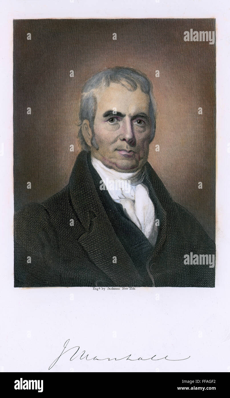 JOHN MARSHALL (1755-1835). /NChief Justicia de la Corte Suprema de los Estados Unidos, 1801-1835. Acero grabado después de que Henry Inman. Foto de stock