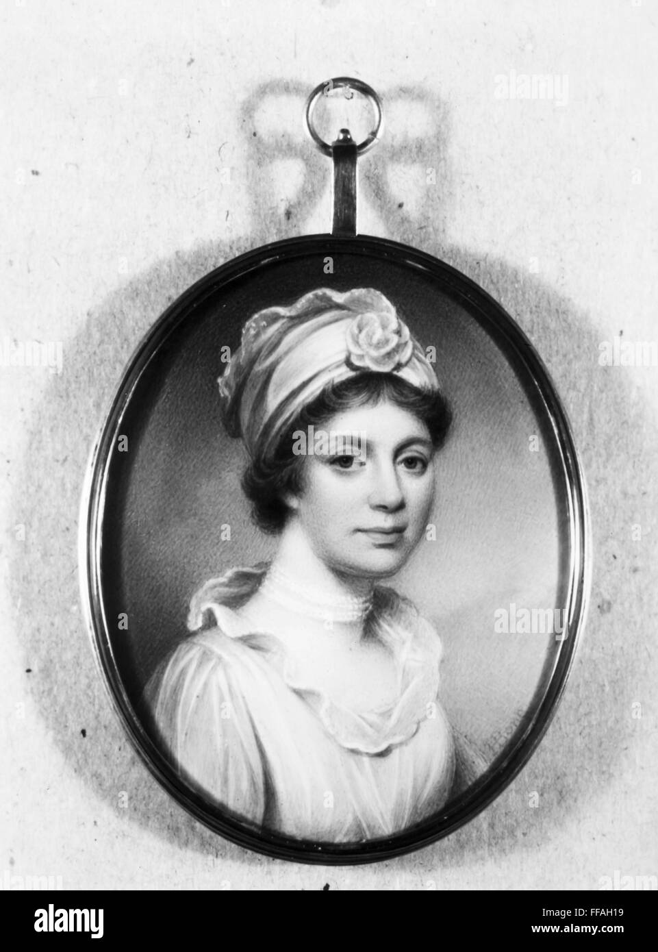 CHARLOTTE SOPHIA (1744-1818). /NQueen de Jorge III de Inglaterra. Esmalte sobre cobre en miniatura por Henry Bone, 1801. Foto de stock