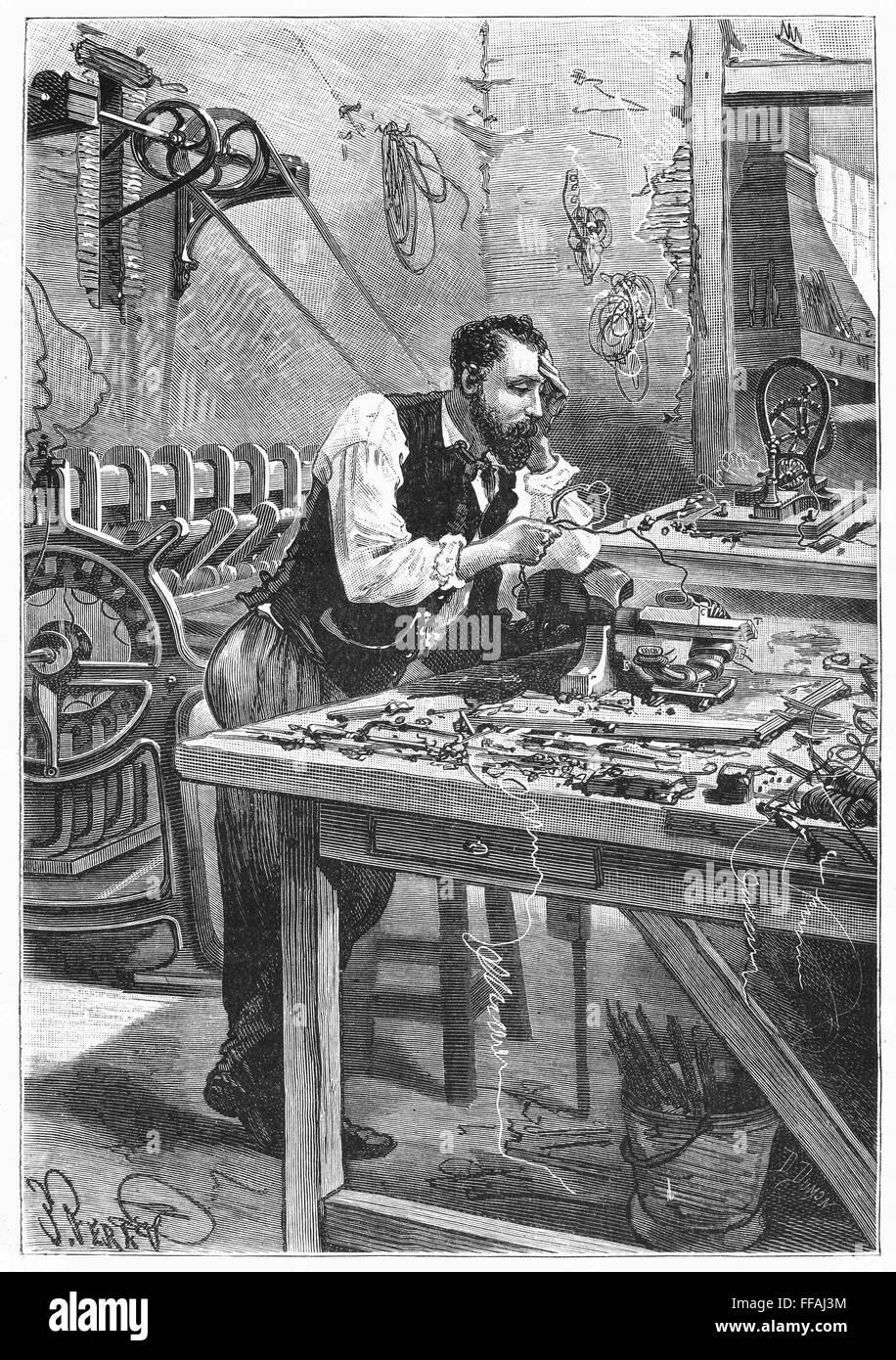 THEOPHILE ZENOBE GRAMO /n(1826-1901). Electricista belga. Gramo  perfeccionar la primera dinamo industrial, 1872. Grabado de línea, francés  del siglo XIX Fotografía de stock - Alamy