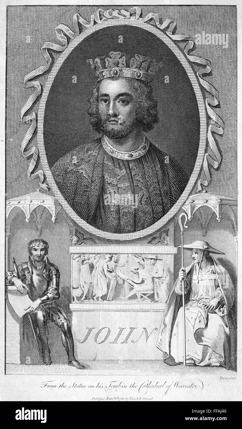 El REY JUAN DE INGLATERRA /n(1167-1216). El rey de Inglaterra, 1199-1216. Grabado de línea, inglés, 1788. Foto de stock