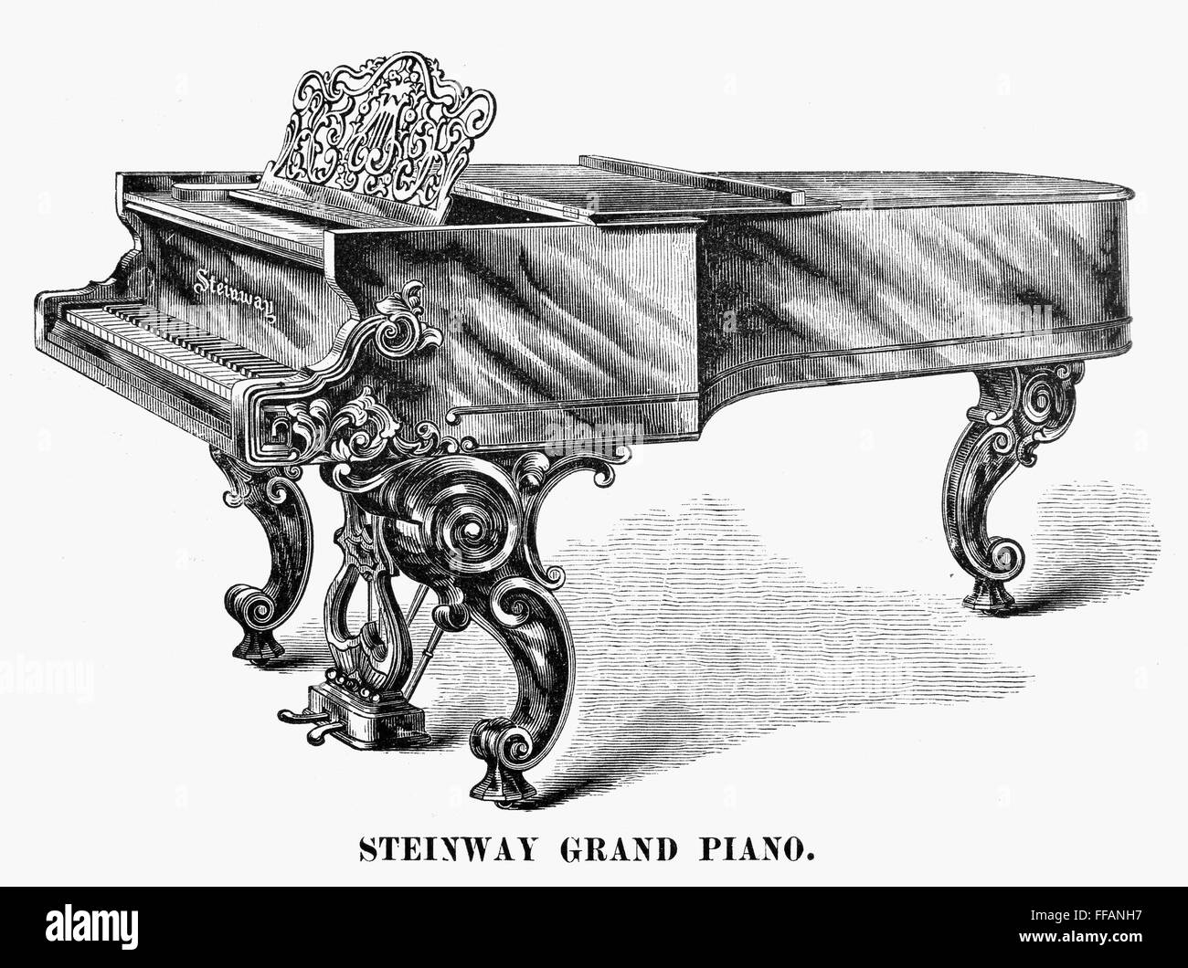 PIANO de cola Steinway, 1878. Foto de stock