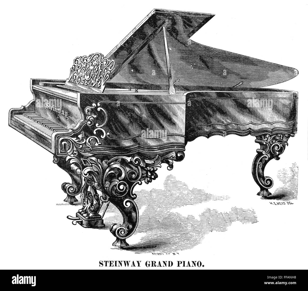 PIANO de cola Steinway, 1878. Foto de stock
