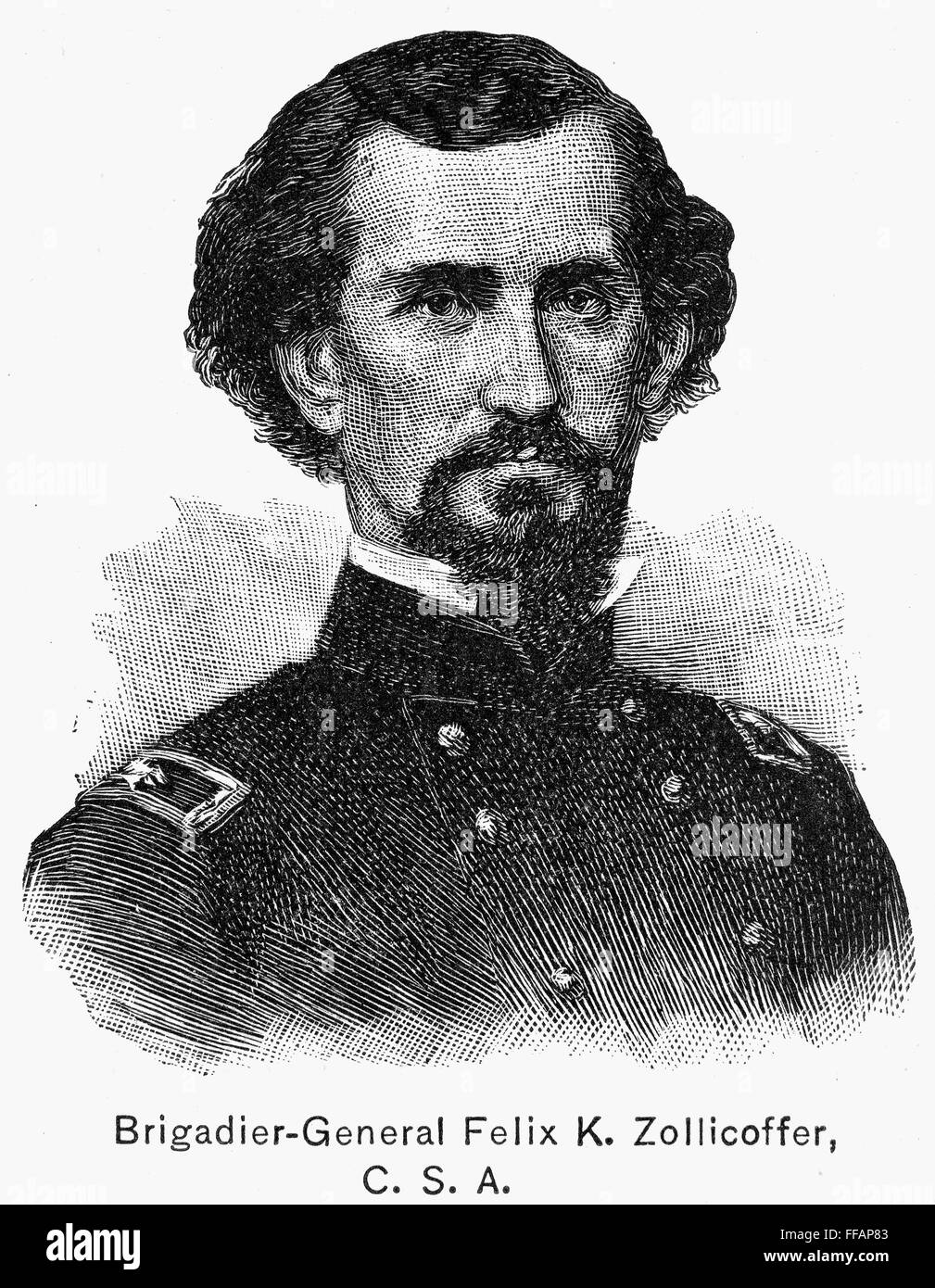 FELIX K. ZOLLICOFFER /n(1812-1862). Felix Kirk Zollicoffer. Confederado americano general. El grabado en madera, del siglo XIX. Foto de stock