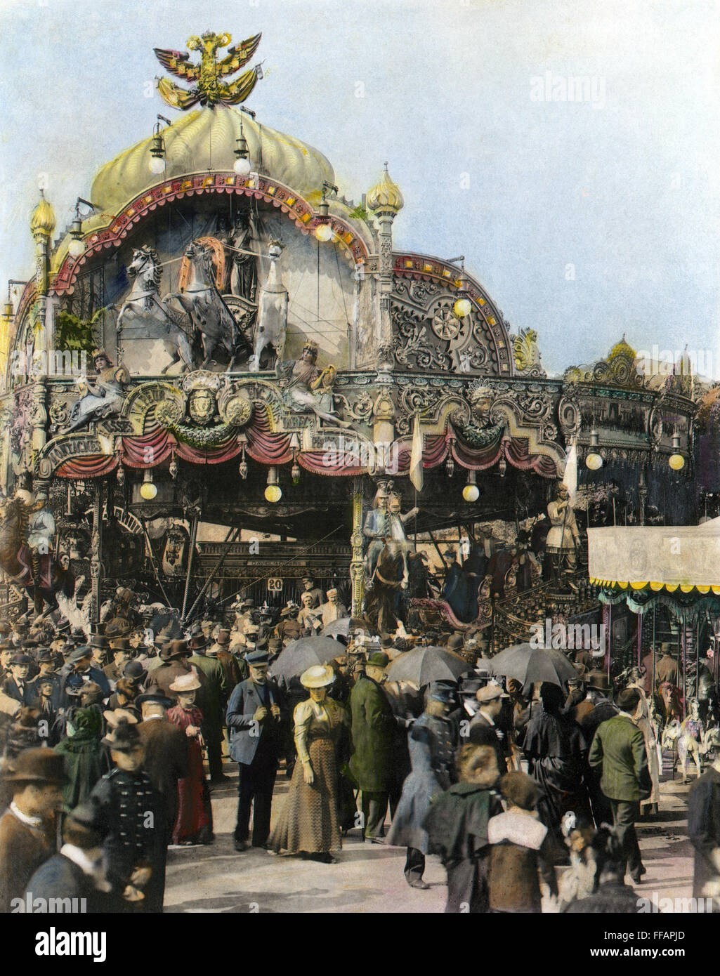 La exposición de París de 1900. /Borrilla más de una fotografía. Foto de stock