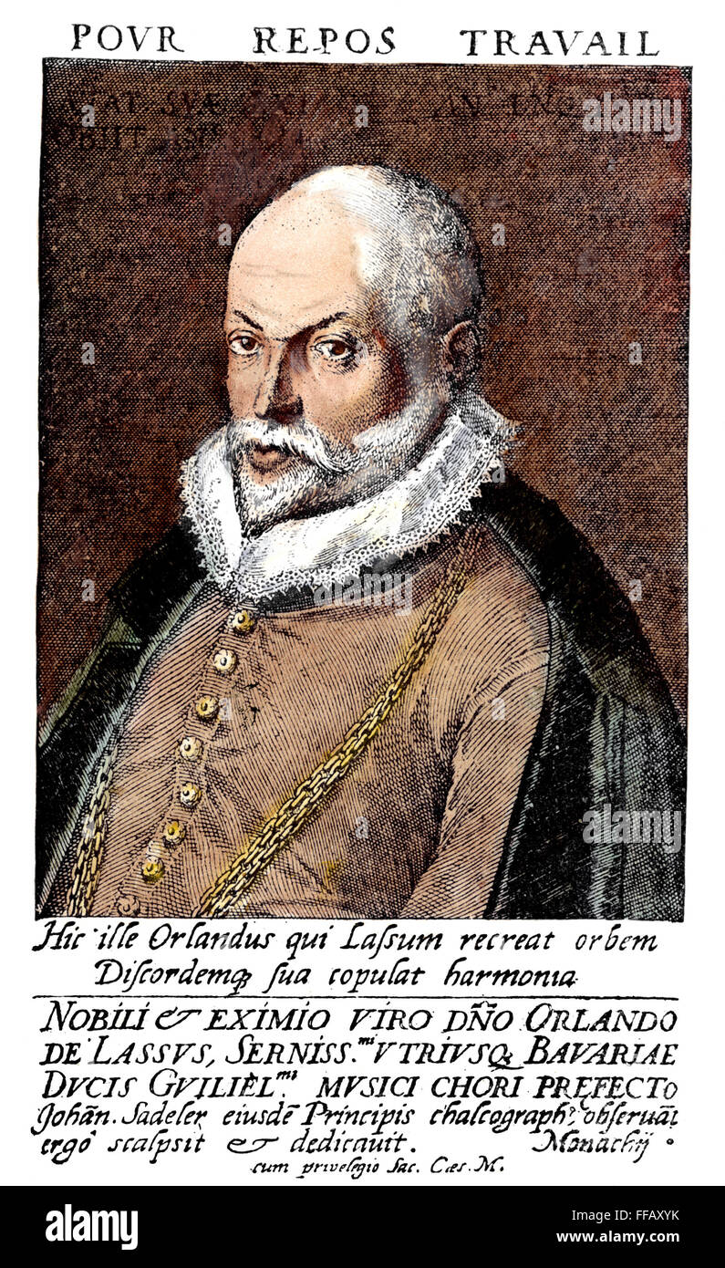 ORLANDO di Lasso (1532-1594). /NFlemish compositor. El grabado, la línea 1652 de Johann Sadeler. Foto de stock
