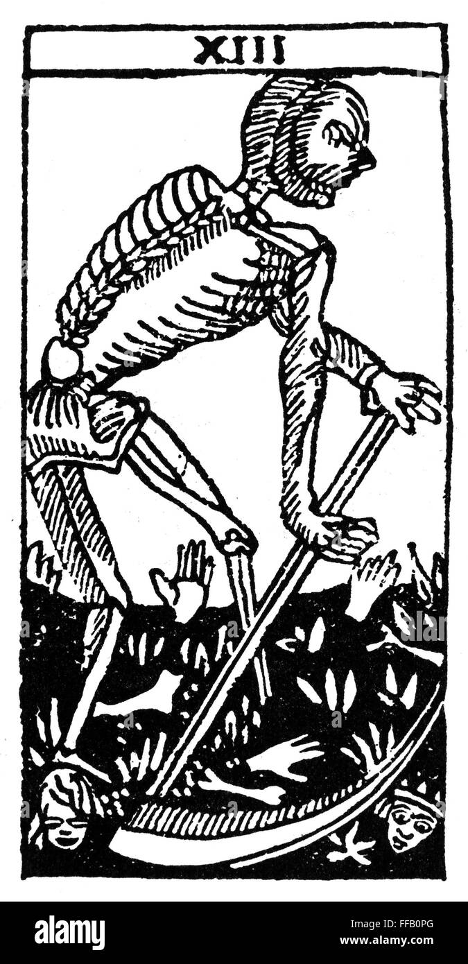 Carta del Tarot la muerte. /N'Death'. Xilografía, francés, del siglo